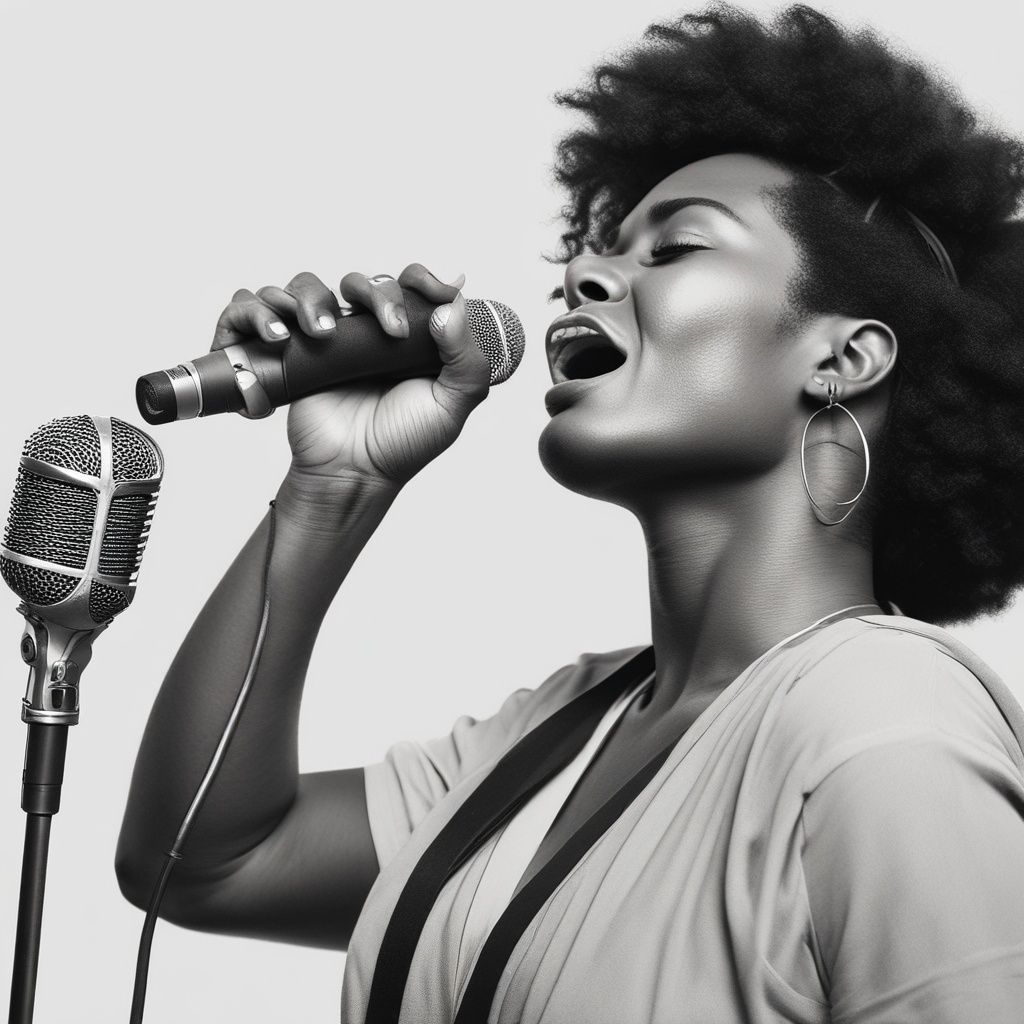 A soulful black singer expressing deep emotion
